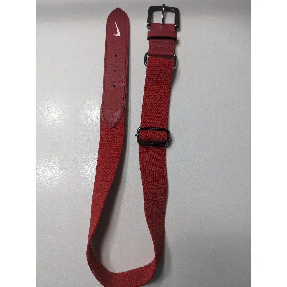 NIKE Youth Red Elastic Belt Sport Swoosh One Size Fits All Adjustable Baseball